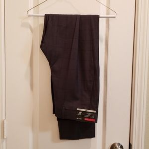 JF J. Ferrar Black Windowpane Slim Fit Suit Pants